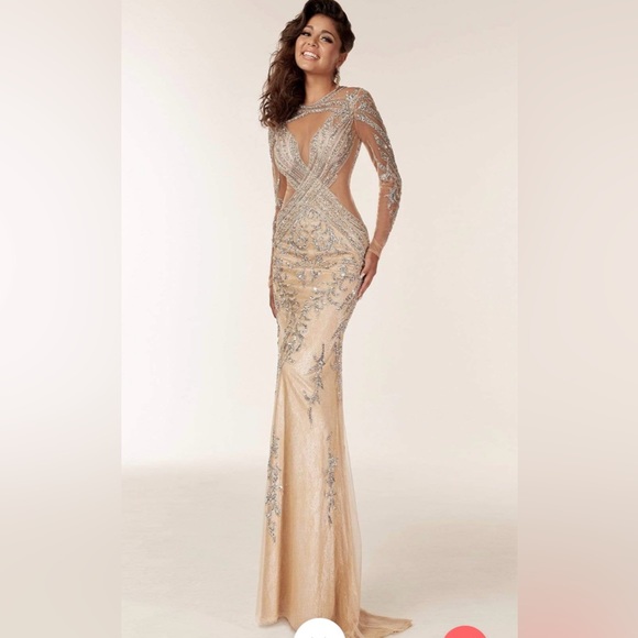 Dresses & Skirts - Jasz Couture - 6204 Illusion Embellished Sheath Gown
